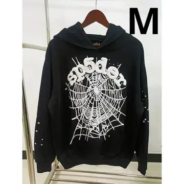 sp5der 익명 배송 거미줄 디자인 후드 부착 후드티