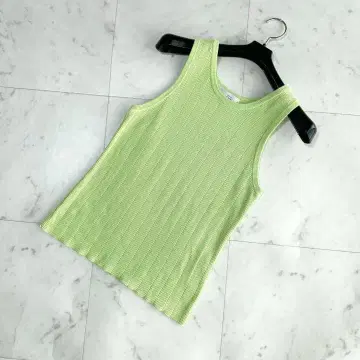 새상품급 IENA 이에나 니트 슬리브리스 면 코튼 그린