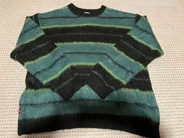 who'swho 그린과 블랙의 보더 무늬 니트 스웨터