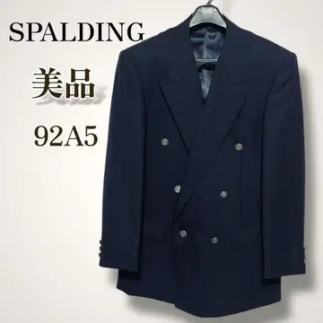 새상품급 네이비 SPALDING 더블 자켓 울 100% 네이비