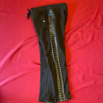 [ Justcavalli ] 메탈 옆줄 블랙 맨투맨 팬츠