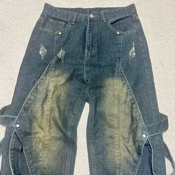 데미지 가공 사이드 스트랩 데님 카고 팬츠 y2k 헤이세이 그런지 한국
