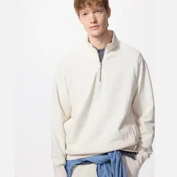 UNIQLO 맨투맨 하프 지퍼 셔츠 3XL 화이트
