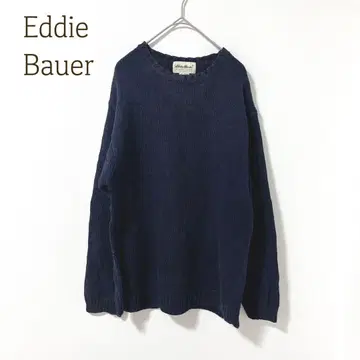 에디 바우어 니트 크루넥 코튼 긴팔 (XS) 네이비 무지