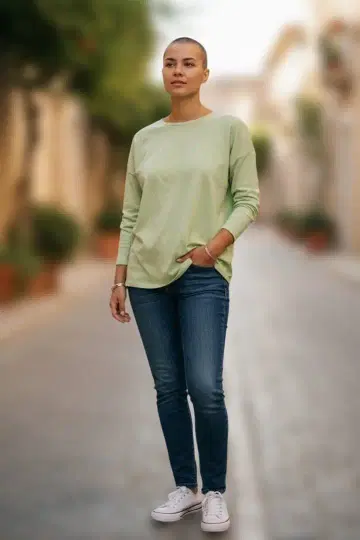 연한 녹색 긴팔 T셔츠 세인트 제임스 4호