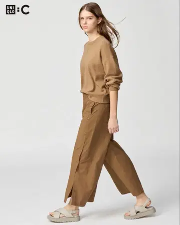 [택 포함 새상품] UNIQLO:C 사이드 스냅 팬츠 70cm 브라운