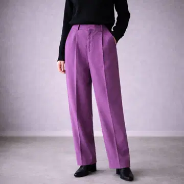 로쿠 [S] 고급 쿨 존재감 아름다운 실루엣 울 트윌 턱 테이퍼드 팬츠