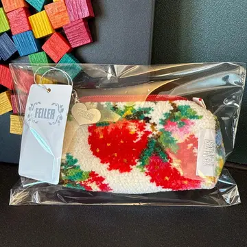 미사용 FEILER 페이러 스트로베리 필드 미니 파우치 아이보리