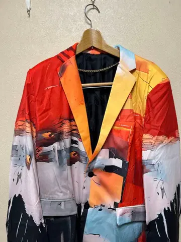 아트 프린트 테일러드 자켓 ~ 사이즈 XL ~ 미사용 새상품