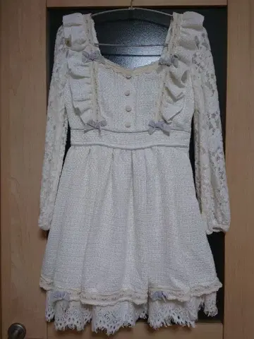 리즈리사 레이어드 스타일 트위드 레이스 원피스 블루 새상품