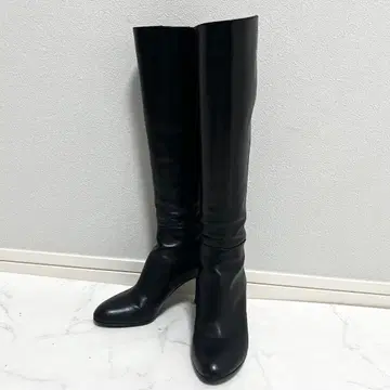 새상품급 세르지오로시 롱 부츠 가죽 이탈리아제 풀 집업 22cm