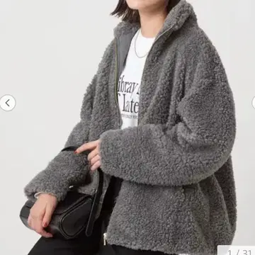 새상품 greenlabelrelaxing 보아 스탠드 카라 블루종 그레이