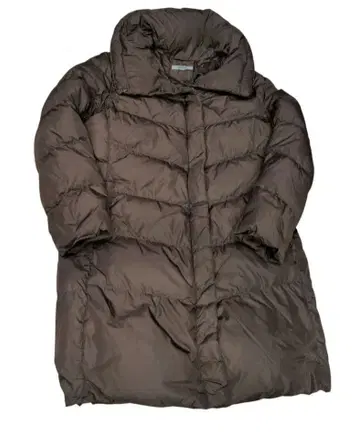 새상품급 유니클로 다운 코트 여배우 옷깃 볼륨 컬러 롱 브라운