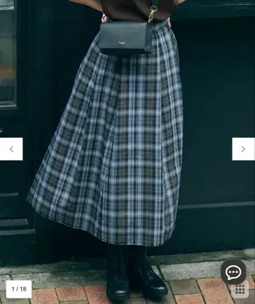 23구 [세탁 가능] 나일론 체크 타프타 턱 스커트 사이즈 40