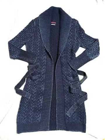 인디고 염색 BLUE/BLUE 케이블 니트 할리우드 런치