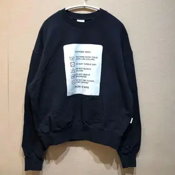 WISH FOR EVER 택 디자인 프린트 숏 맨투맨 S 사이즈