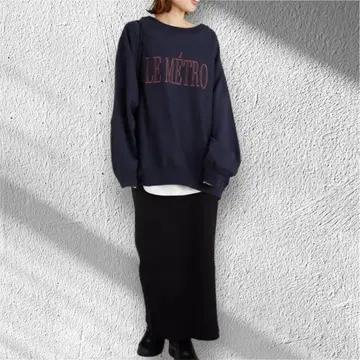 슬로브 이에나 맨투맨 티셔츠 네이비