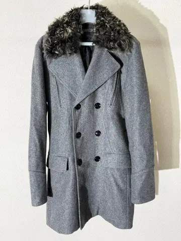 디스퀘어드 퍼 장식 P 코트 울 코트