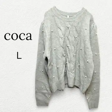 [ coca ] 코카 택 포함 새상품 펄 크루넥 니트 케이블 짜임 리브