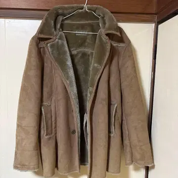 브라운 무스탕 코트 스웨이드풍