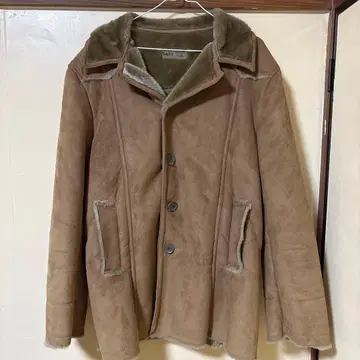 브라운 무스탕 코트 스웨이드풍