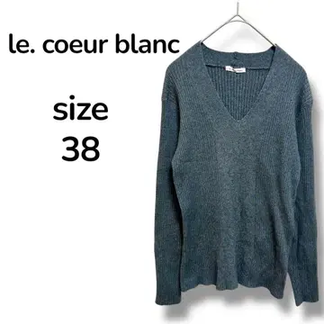 le.coeur blanc 루쿨 블랑 리브 니트 V넥 그레이 38