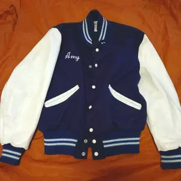 네이비/화이트 DeLONG 바시티 자켓 40