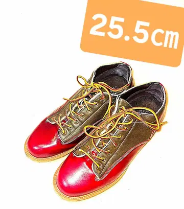 [ 천연 가죽 부츠 ] 남성용 신발 25.5cm 천연 가죽 빨간색 레드