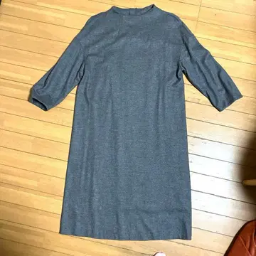 자유구 그레이 니트 원피스 7부 소매