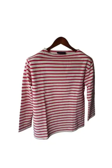 SAINT JAMES 긴팔 T셔츠 화이트/레드 스트라이프 38 호