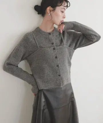 LIAN 뷔스티에 세트 니트 가디건 그레이