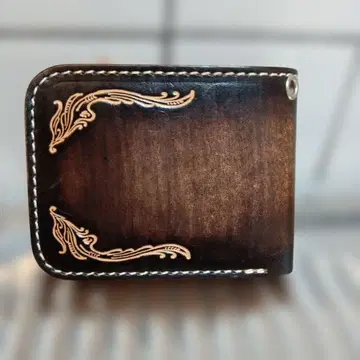 다크 브라운 조각 미니 지갑 가죽