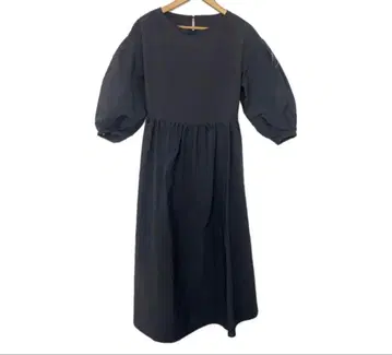 새상품급 ELENDEEK 블랙 롱 원피스 개더 퍼프 소매