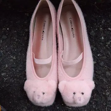 CUMUUL DIANA 곰 얼굴 발레 슈즈 핑크