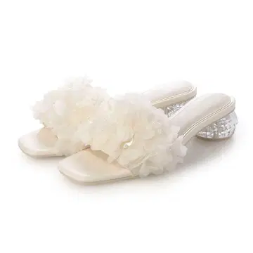 [ 새상품급 ] RANDA 쉬폰 플라워 뮬 샌들