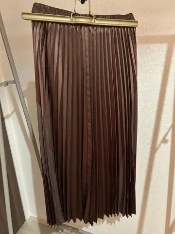 일본제 브라운 플리츠 롱 스커트