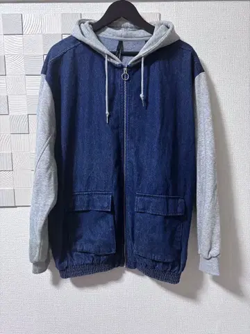 데님 후드 부착 자켓 L 사이즈