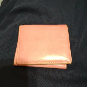 핑크 가죽 이단 접이식 지갑
