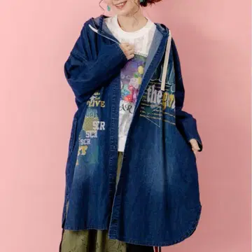 [ 스칼라 ] 스칼라 그래픽 패턴 데님 코트 [ 주말 한정 할인 중 ]