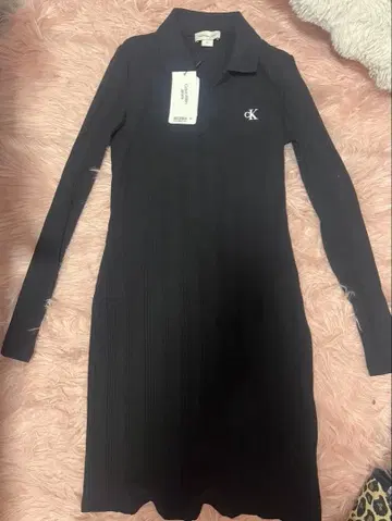 Calvin Klein Jeans 로고 드레스 XS 블랙