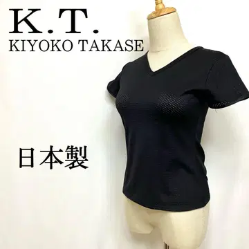 K.T. KIYUKO TAKASE 티셔츠 블랙 V넥 키요코 타카세