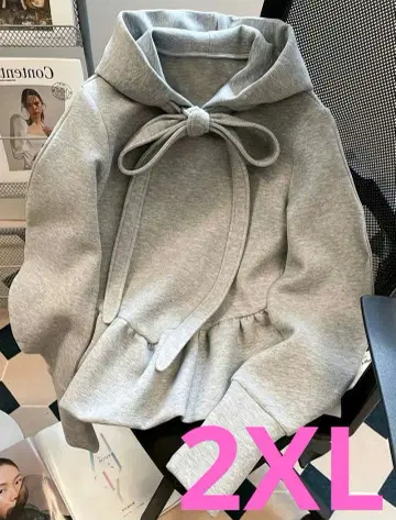 마지막 1점 5 리본 달린 후디 후드티 그레이 2XL 빅 사이즈