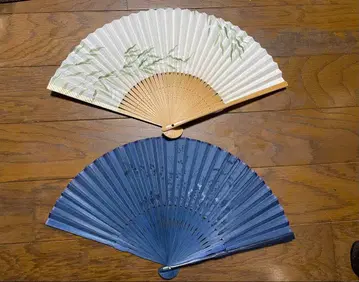미야와키 센센안 부채 세트 화이트와 파랑