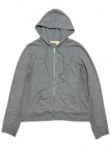 00s DKNY jeans 스톤 장식 그레이 집업 후드티