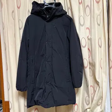 후드 부착 다운 코트 블랙 L