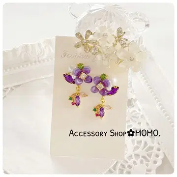 비쥬 수국 :*반짝반짝 스톤 핸드메이드 귀걸이 or 귀찌