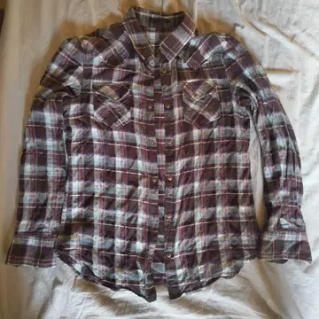 체크 무늬 긴팔 셔츠 빨간색 파랑