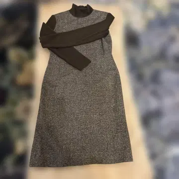 브라운 울과 니트 롱 원피스