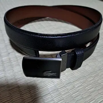 [미사용 새상품] LACOSTE 가죽 벨트 블랙 브라운