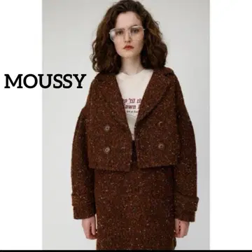 마우지 트위드 자켓 크롭 오버 사이즈 아우터 F